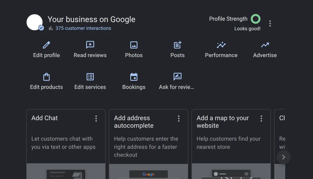 Google Business Profile dashboard